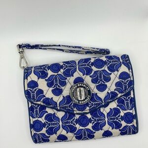 Vera Bradley Turn Lock Cobalt Blue Tile Smartphone Wristlet Purse Slots Pockets